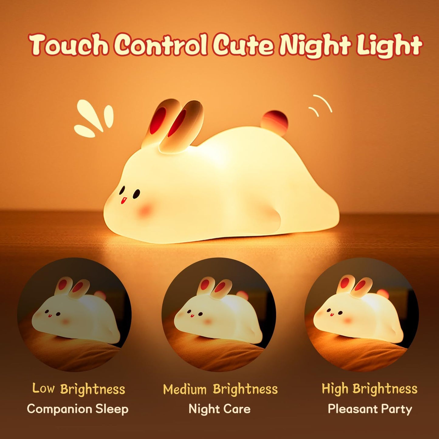 Bunny Night Light | Silicone Led Squishy Animal Lamp